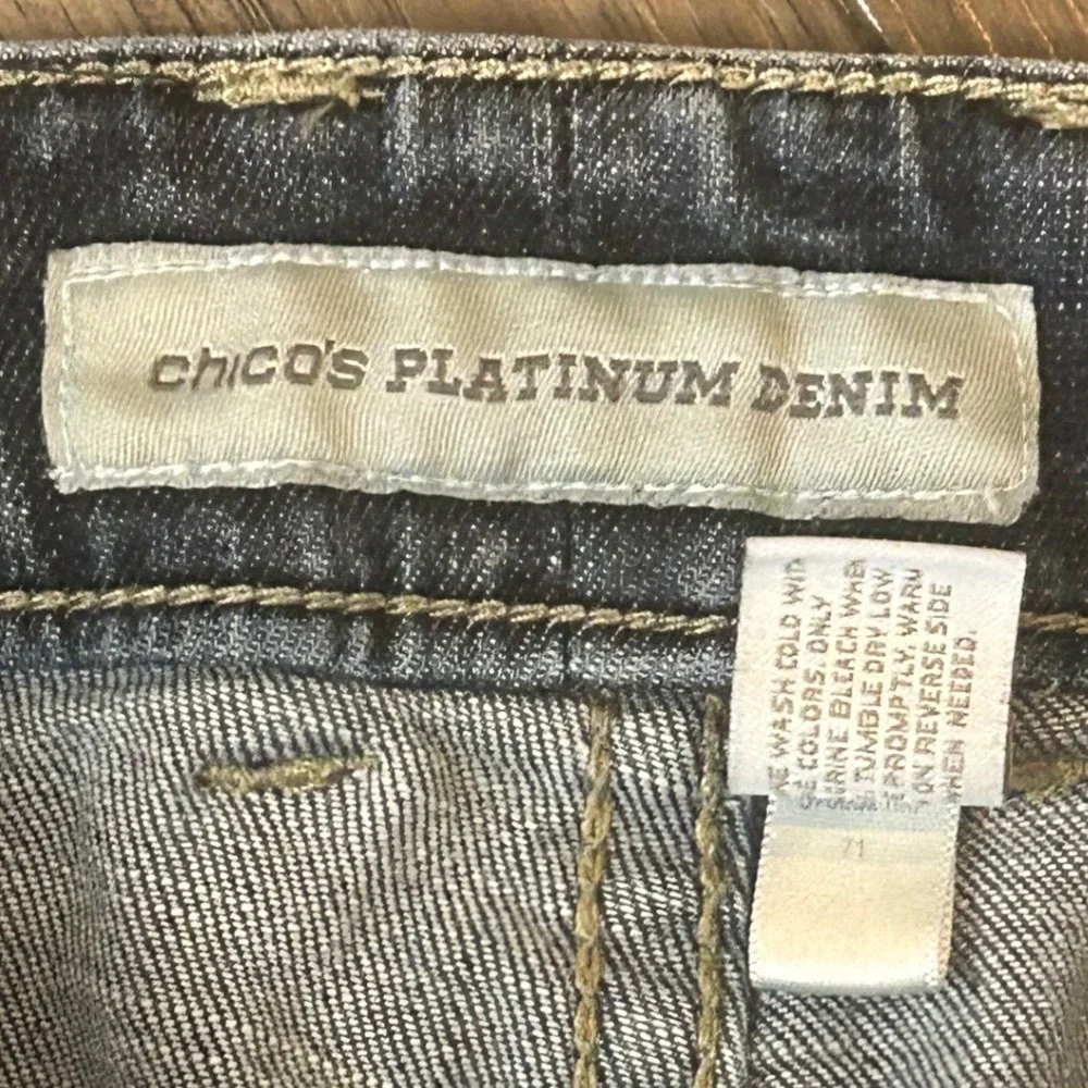 Chico's Platinum Denim Boot Cut Jeans Size 2 (16) Medium Wash Stretch - Picture 2 of 5